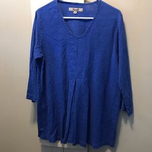 Flax Women's Vibrant Blue Linen Blouse
